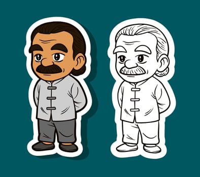 Two cartoon characters in traditional attire vector