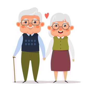 Elderly couple holding hands vector