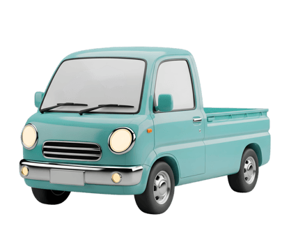 Pickup truck minimalist 3D rendering in a soft and smooth renderer png