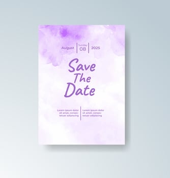 Sunset-hued watercolor card for wedding. vector