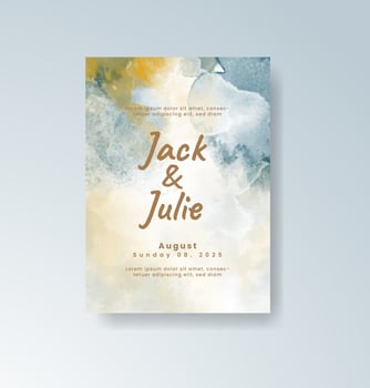 Wedding invitation with blush watercolor overlay. vector