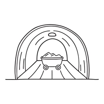 A cart rolling through an empty tunnel under the road vector