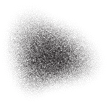 Grainy dotted gradient with noise texture. Wavy brushstroke with dust effect. Stipple splash and shadow. Fluid liquid random fade png