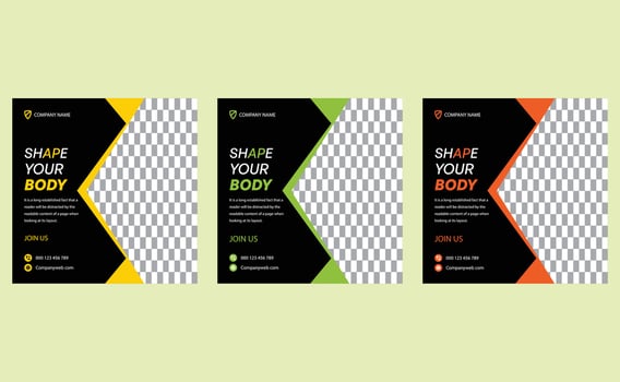 Editable elegant modern creative business yoga fitness gym health strong promotion social media post template design. vector