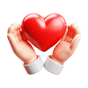 Hands holding a red heart png