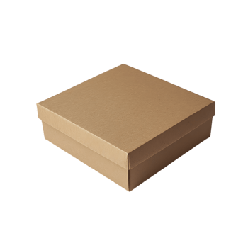 Light brown cardboard gift box isolated on transparent background png