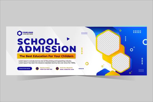 School admission web cover and banner template vector