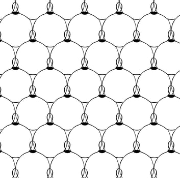 Seamless pattern Christmas tree toys. White printed balls graphic line ink illustration. Design web wrapping wallpaper print cover textile. For logo, web, package, sticker. vector