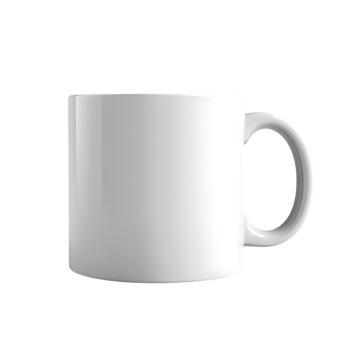 White coffee mug mockup isolated on transparent background png
