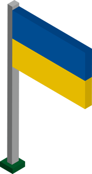 Ukraine Flag in Isometric dimension. png
