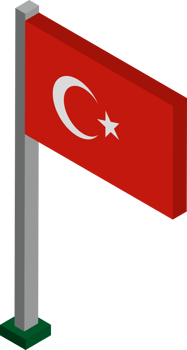 Turkey Flag in Isometric dimension. png