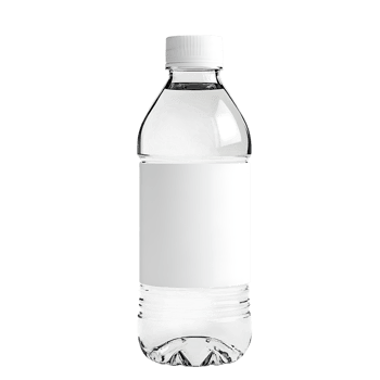 Plastic water bottle with blank white label isolated on transparent background png