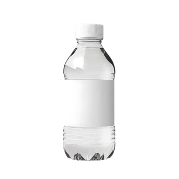 Plastic water bottle mockup with blank label isolated on a transparent background png