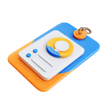 3D Rendered Data Analysis Dashboard Icon with Orange and Blue Colors on transparent background png