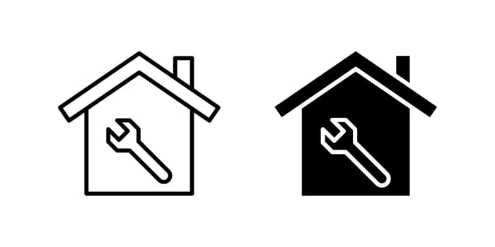 Clear house renovation repair icon set for home improvement, remodeling, and property maintenance. Useful for construction and DIY themes. vector