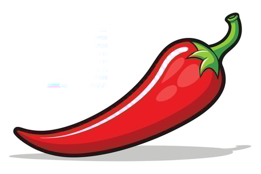 Cartoon Style Red Chili Pepper Graphic, Single Vegetable Illustration on White vector