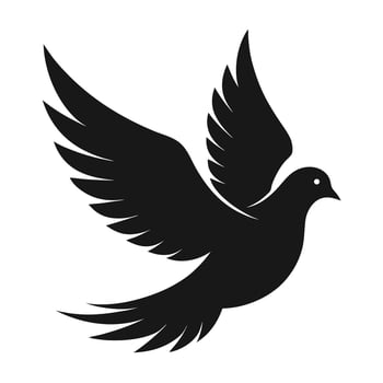 Elegant Black Silhouette of a Dove in Flight, Symbol of Peace vector