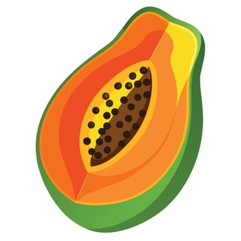 Sliced Papaya Fruit with Seeds Fresh, Colorful, and Juicy Illustration for Tropical Designs vector