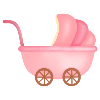 Pink baby carriage watercolor png