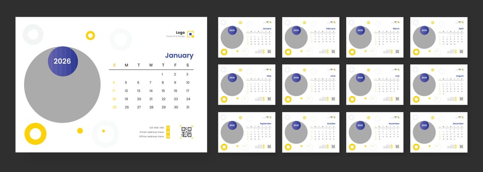 Stylish January 2026 calendar design vector