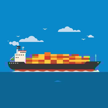 Cargo Ship Sailing Through Open Waters vector