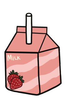 Cute hand-drawn strawberry milk carton with straw. Pink kawaii drink box illustration, perfect for food-themed designs, stickers, packaging, and digital art projects. png