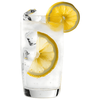Sparkling Water with Ice and Lemon Slices in Glass png