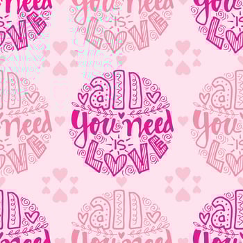 Love themed pattern with hearts and text vector