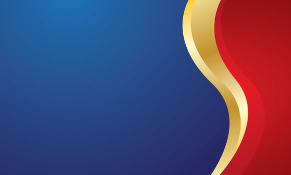 Modern red gold wave on blue background design vector