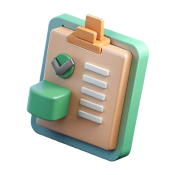 3D Clipboard with Checklist and Checkmark on a Transparent Background on a transparent background png
