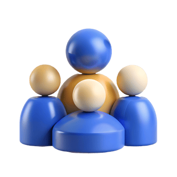 3D Render of Abstract Human Figures in Blue and Gold Depicting Unity and Teamwork on a transparent background png