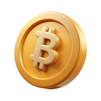 3D Rendered Shiny Gold Bitcoin Symbol on a transparent background png