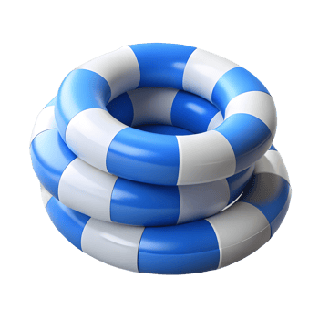 Blue and white striped lifebuoys stacked on a transparent background png