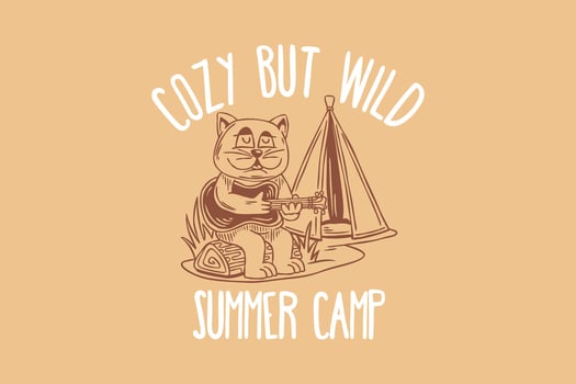 Cozy but wild, Vintage cat t-shirt for camping lovers. Cat adventure print design. Retro outdoor summer artwork for apparel. Ideal cat lover merch. vector