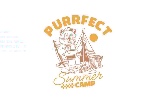 Cat lover design for merch. Vintage camping cat tee for print. Retro outdoor summer illustration for apparel. Cat adventure graphic t-shirt. vector