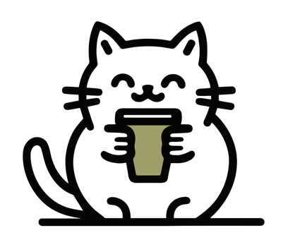 Cat drinking matcha tea latte drawing cute girly kawaii aesthetic doodle minimal illustration isolated transparent background sticker clipart png