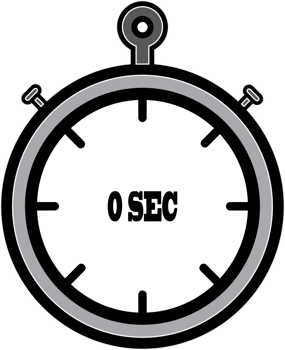 Illustration of a Stopwatch Displaying Zero Seconds in Silver and Black png
