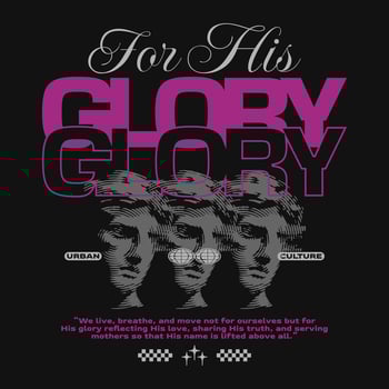 For His glory Christian streetwear t-shirt design, Christianity graphic for apparel, Faith urban design for print, Christian quotes for poster, Renaissance statue graphic tee shirt. vector