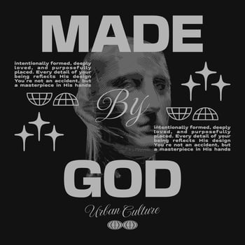 Art design featuring the phrase Made By God vector