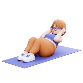 3D Plus Size Overweight woman Doing Sit Ups on a Mat png