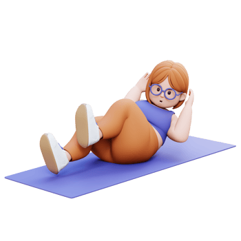3D Plus Size Overweight woman exercise Bicycle Crunch png
