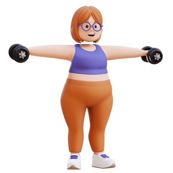 3D Plus Size Overweight woman in Dumbbell Lateral Raise png