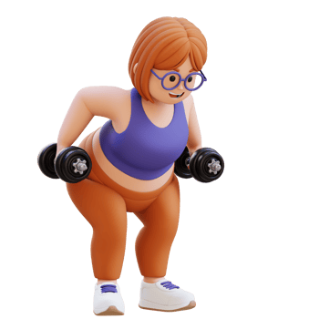3D Plus Size Overweight woman Bent Over Row png