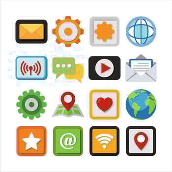 Colorful icons for communication and location vector