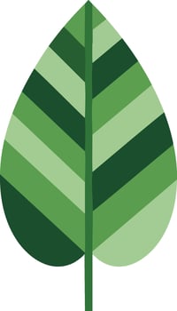 Green stylized leaf icon with layered shades of green for nature and environment design elements vector