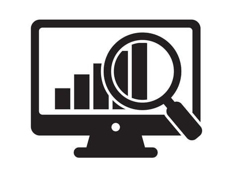 Screen with report icon, online monitoring concept, statistics icon. vector