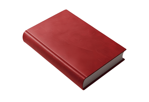 Red hardcover book displayed for education, reading, or publishing concept visuals. png