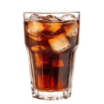 Glass of Cola with Ice Cubes isolated on transparent background png