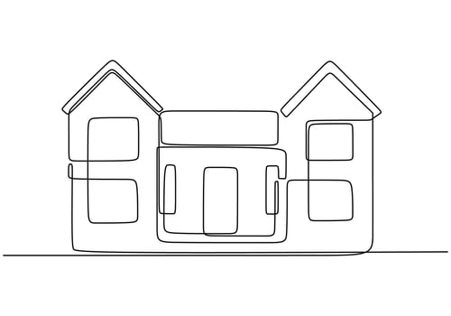 Large house one line illustration for property concept vector
