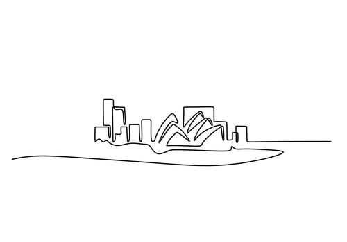 Australia Skyline One Line Drawing in Minimalist Style vector